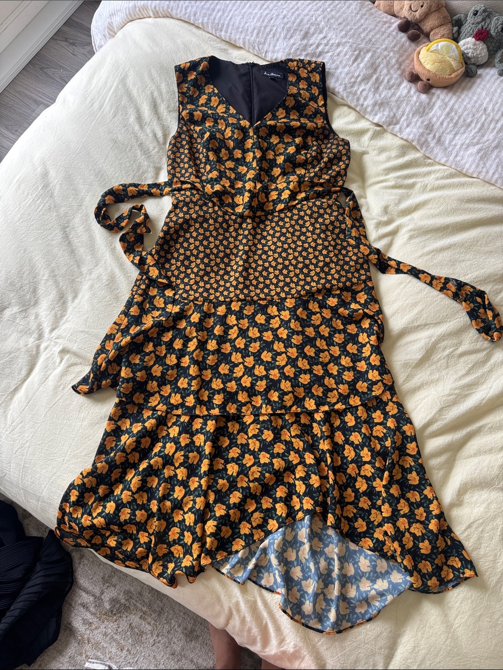 Sam Edelman Black Dress with Orange Floral Print